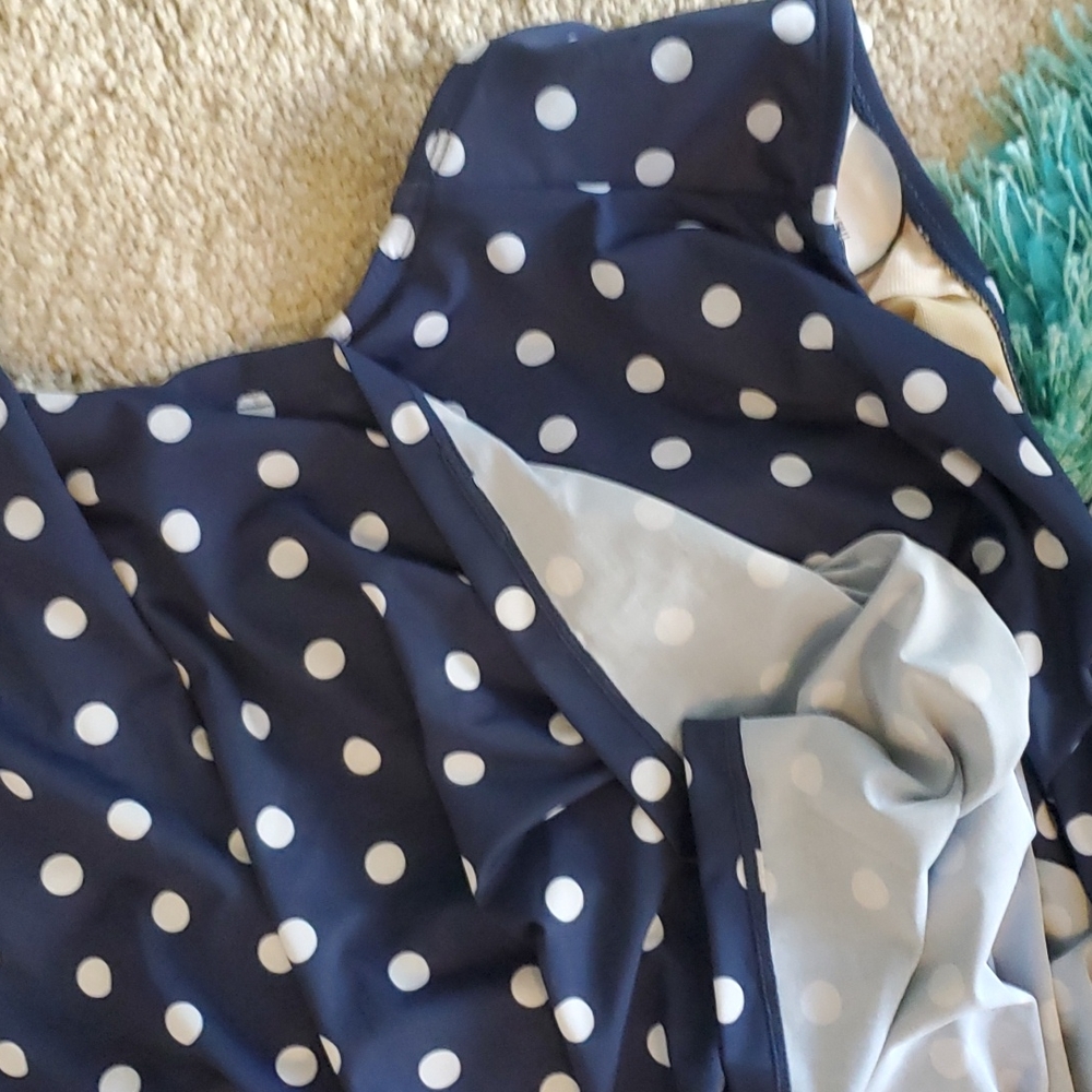 nwt swimsuits for all blue white polka-dots swimdress swimsuit sz 34 - Picture 5 of 5